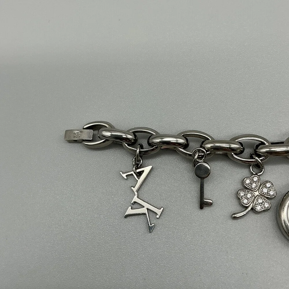 Anne Klein Womens Watch 20mm Silver Tone Charms AK 10/7805SW New Battery 7.5